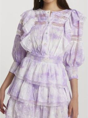 River Island Lilac and White Tiered Mini Dress